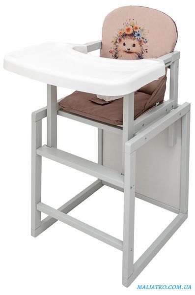Стільчик-трансформер Babyroom Пеппі-250 сірий капучино / шоколад (їжачок, квіти) 680970 фото