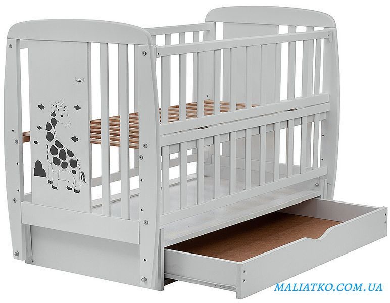 Ліжко Babyroom Жирафік DJMYO-3 маятник, ящик, відкидний бік бук сірий 625291 фото