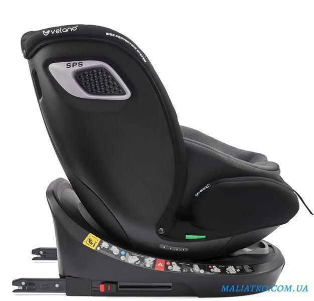 Автокрісло VELANO Vento 360&deg; i-Size 40&ndash;150 см, ISOFIX + опорна нога, grey sf59731 фото