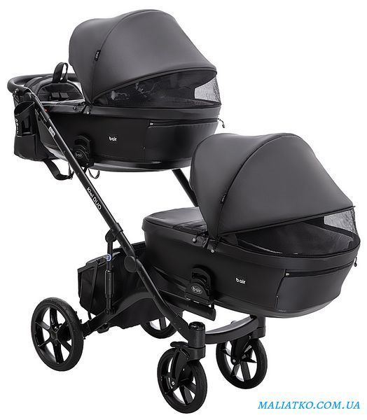 Коляска 2 в 1 для двойни Bair Kiwi DUO ECO BKD-15 черный 1000681044 фото