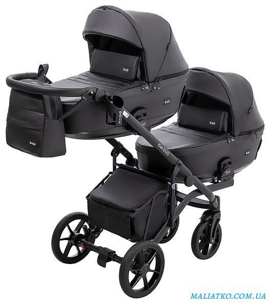 Коляска 2 в 1 для двойни Bair Kiwi DUO ECO BKD-15 черный 1000681044 фото