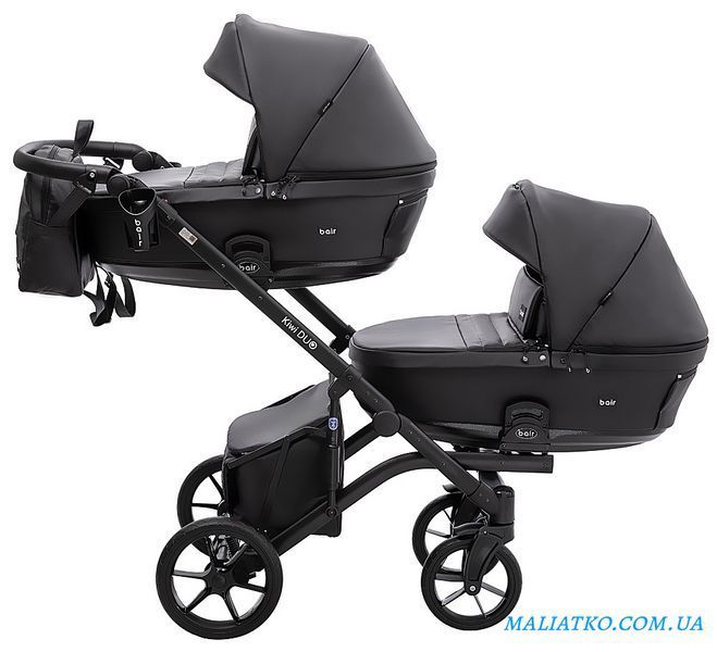 Коляска 2 в 1 для двойни Bair Kiwi DUO ECO BKD-15 черный 1000681044 фото