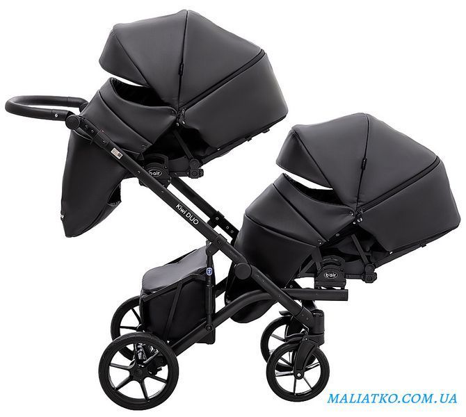 Коляска 2 в 1 для двойни Bair Kiwi DUO ECO BKD-15 черный 1000681044 фото