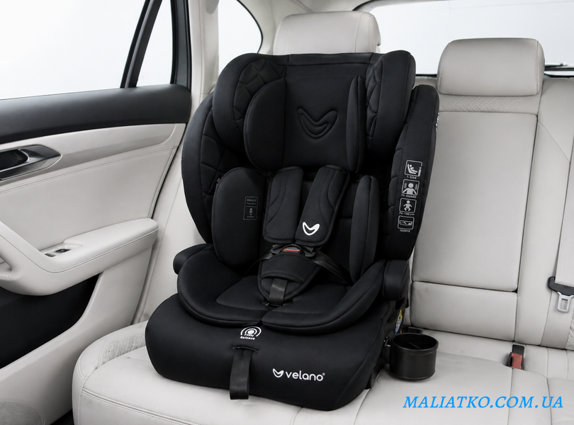 Автокрісло VELANO Flexo i-Size 76&ndash;150 см, ISOFIX + Top Tether/ремінь, black sf59726 фото