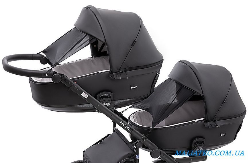 Коляска 2 в 1 для двойни Bair Kiwi DUO ECO BKD-15 черный 1000681044 фото