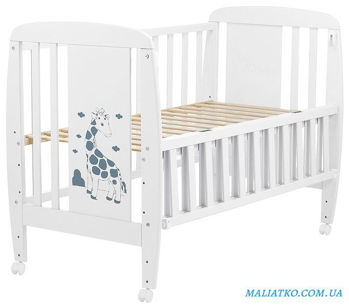 Ліжко Babyroom Жирафік DJO-01 відкидний бік, колеса бук білий 625356 фото