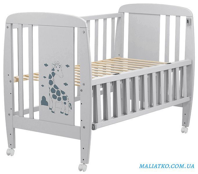 Ліжко Babyroom Жирафік DJO-01 відкидний бік, колеса бук сірий 625358 фото